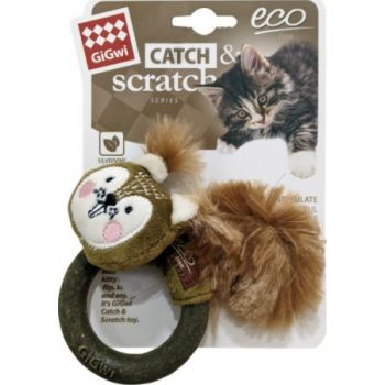  Gigwi Cat Toys Squirrel Catch & Scratch Eco line with Slivervine Ring 