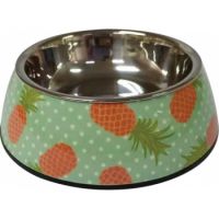 Nutrapet Applique Melamine Round Bowl Pineapple & Green M:17.5 * 6.5 Cms 350/11.8 Ml/Oz