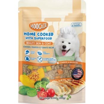  Moochie Home Cooked Dog Food - Beauty Skin & Coat - Chicken, Pumpkin & Tomato Recipe 255g With Superfood 