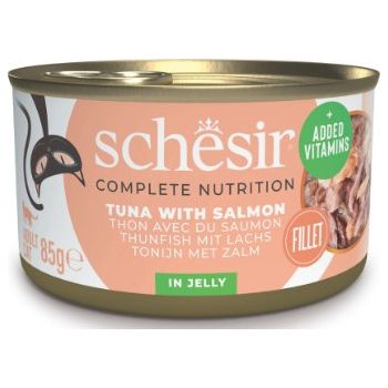  Schesir Complete & Balanced Nutrition Wet Cat Food in Jelly Can- Tuna With Salmon 85g 