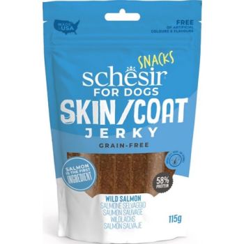  Schesir Grain-Free Dog Snacks Skin & Coat Jerky 115g - Salmon 