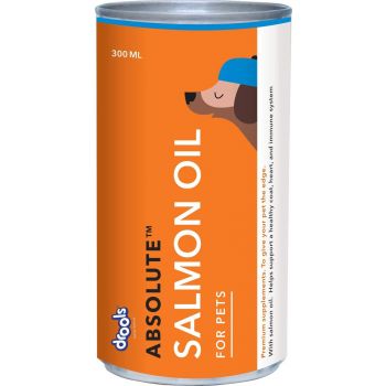  Drools Absolute Salmon Oil Syrup Dog Supplement, 300ml, White /Orange, 931201, Animal Health Supplement 
