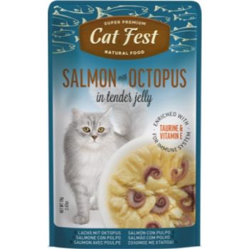  Cat Fest Salmon With Octopus In Tender Jelly For Cats 70g 