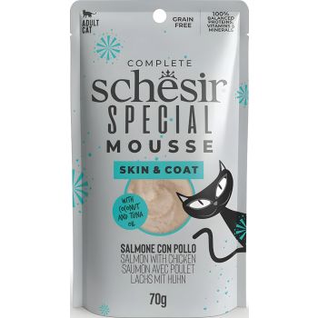  Schesir SPECIAL Cat Skin & Coat Salmon With Chicken in mousse Pouch 80g 