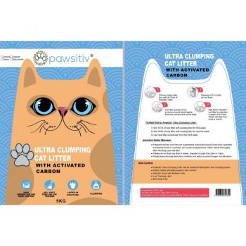  Pawsitiv Ultra Clumping Litter With Activated Carbon Baby Powder 5KG 