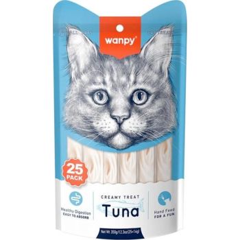  Wanpy Creamy Lickable Cat Treats – Tuna 25 x 14g 