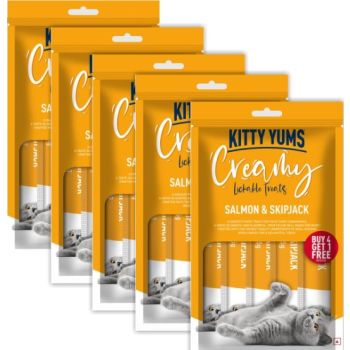  Kitty Yums Lickable Creamy Cat Treats Salmon&Skipjack 5Sticks 