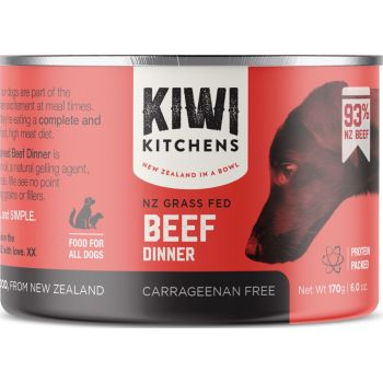  Kiwi Kitchens Grass Fed Beef Dinner Canned Wet Dog Food 170g 