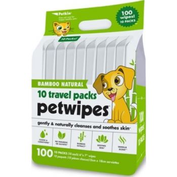  PETKIN Bamboo Travel Pack Wipes- 100 Ct 