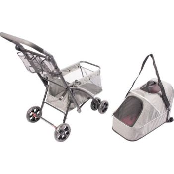  Duvo+ Pet Buggy/Stroller Deluxe 79x46x99cm - Max. 15kg Grey 