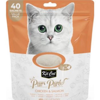  Kit Cat Wet Food Purr Puree Chicken & Salmon (40 Sachets Value Pack) 