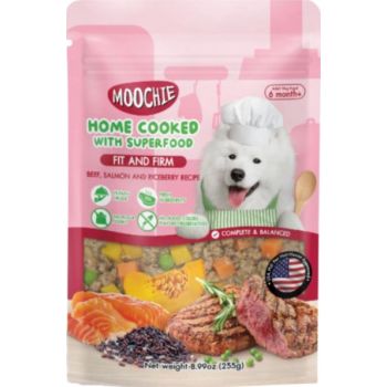  Moochie Home Cooked Dog Food - Fit and Firm - Beef, Salmon and Riceberry Recipe 255g 