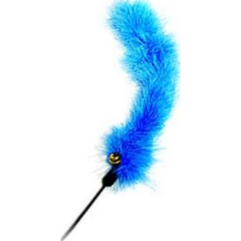  INTERACTIVE CAT TOYS TEASER - FLUFFY BLUE TAIL WITH BELL BLUE 