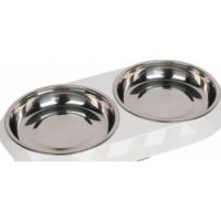 Diamond Cat Dish Dinner Set Bowls Medium White