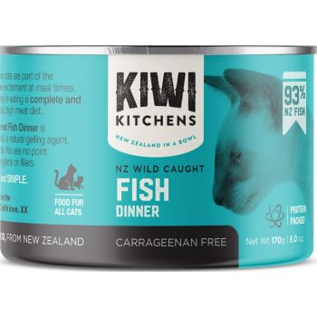  Kiwi Kitchens Wild Caught Fish Dinner Canned Wet Cat Food  170g 