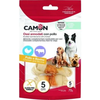  Camon Knotted Rawhide Bone With Chicken(5Pcs) 70G 