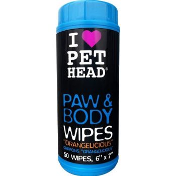  Pet Head TPHW1 Orangelicious Paw & Body Wipes 50pack 