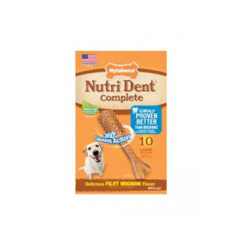  Nylabone Nutri Dent Adult Filet Mignon 10 count Pouch Large 