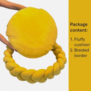  Chunky Knit Pet Basket Bed - Yellow 56 x 40 x 26 cm 