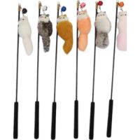 Plush Dull Cat Teaser Stick Toys 50cm (MIX) 1PC
