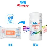 Safe4 Plastic Free Disinfectant Wipes 1:10 dilution, 100 wipes