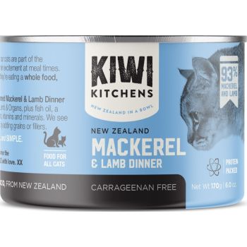  Kiwi Kitchens Mackerel & Lamb Dinner Canned Wet Cat Food 170g 