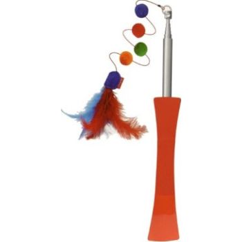  Gigwi Extendable Catwand Feather Teaser with rattle and tpr handle 