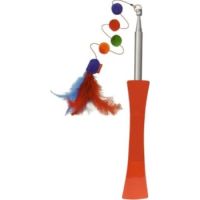 Gigwi Extendable Catwand Feather Teaser with rattle and tpr handle