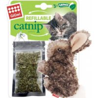 Gigwi Cat Toys Rabbit Fluffy Plush  with 3 Refillable Catnip Bags
