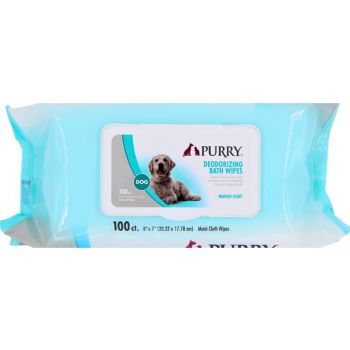  Purry Deodorizing Bath Wipes for Dog with Mango Scent (100 CT)-18*20cm 