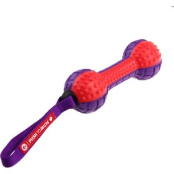 GiGwi Dumbell ‘Push To Mute’ Dog Toys  Red/Purple 
