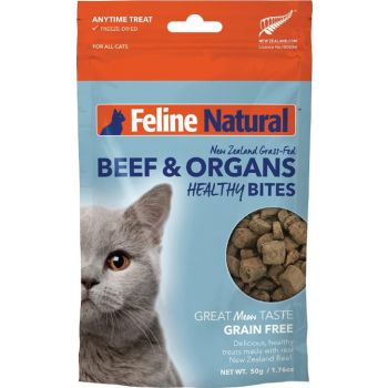  Feline Natural Freeze Dried Beef Bites Treats 50g 