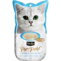 KIT CAT Puree Chicken & smoked Fish 4x15g