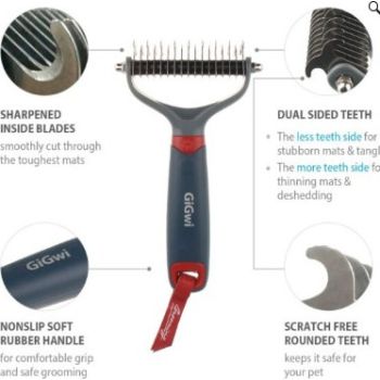  Dual Head Dematting Comb 17 Teeth for Dogs & Cats 
