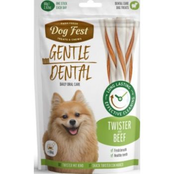  Dog Fest Dental Treats For Adult Dogs -Twister - Beef 80g (9cm) 