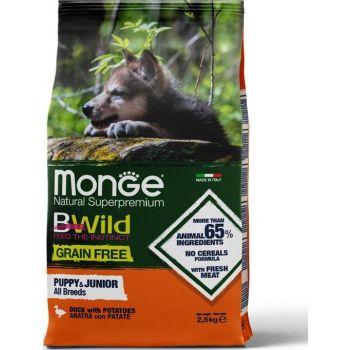  Monge Bwild Grain Free Puppy And Junior Dry Food Duck and Potatoes 2.5kg 