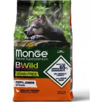 Monge Bwild Grain Free Puppy And Junior Dry Food Duck and Potatoes 2.5kg
