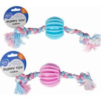 Duvo+ Puppy Toys TPR Treat Ball With Nylon Rope 30cm