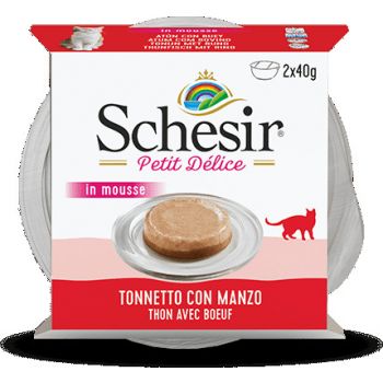  Schesir Petit Delice Cat Wet Food Can-Tuna With Beef 2x40g 