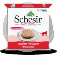 Schesir Petit Delice Cat Wet Food Can-Tuna With Beef 2x40g