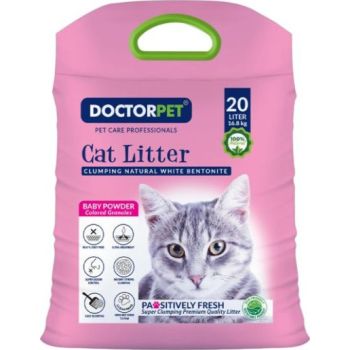  Doctor Pet Clumping Natural White Bentonite Baby Powder Cat Litter - 20L 