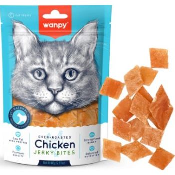  Wanpy Chicken Jerky Bites for Cats Treats 80g 