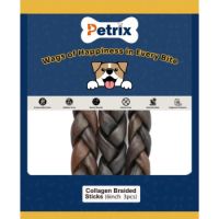 Petrix Collagen Braided Sticks 6 inches  3 Pcs