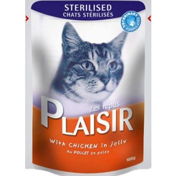 Plaisir Sterilized Cats Chunks in Jelly with Chicken Pouch 100g 