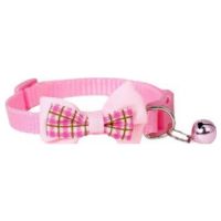 PETS CLUB ADJUSTABLE CAT COLLAR WITH BELL- PINK TIE KNOT