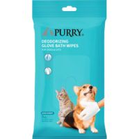Purry Deodorizing Glove Bath Wipes For Dogs And Cats, Coco Scent -7ct