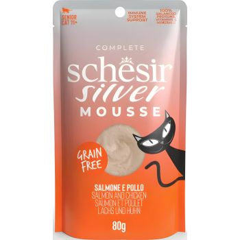  Schesir SILVER Cat Senior  Salmon And Chicken in Mousse Pouch 80 
