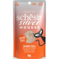 Schesir SILVER Cat Senior  Salmon And Chicken in Mousse Pouch 80