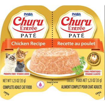  INABA Churu Entree Pate for Cats, Grain-Free, High Protein, Prebiotic Complete & Balanced Wet Cat Food – Chicken Recipe 