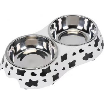  Melamine Cow Pattern Stainless Steel bowl with anti- slip circle on the bottom,Volume:160*2 ml, Size:12*12*4.5 cm 